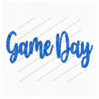 Game Day Tinsel Script Blue Digital Design, PNG