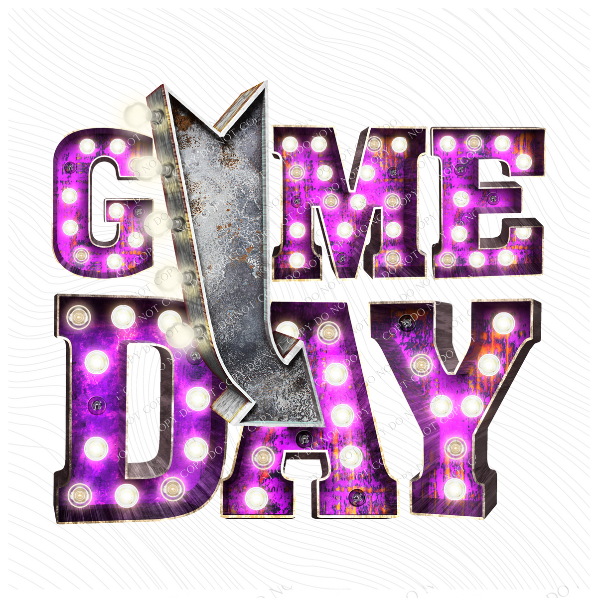 Game Day Purple Marquee Design PNG, Digital Download
