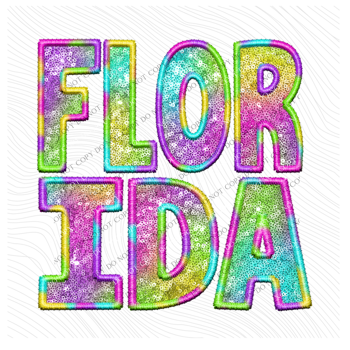 Florida Faux Embroidery & Sequin in Colorful Fun Tie Dye Digital Download, PNG
