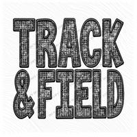 Track & Field Faux Embroidery Diamonds Bling in Black Digital Design, PNG