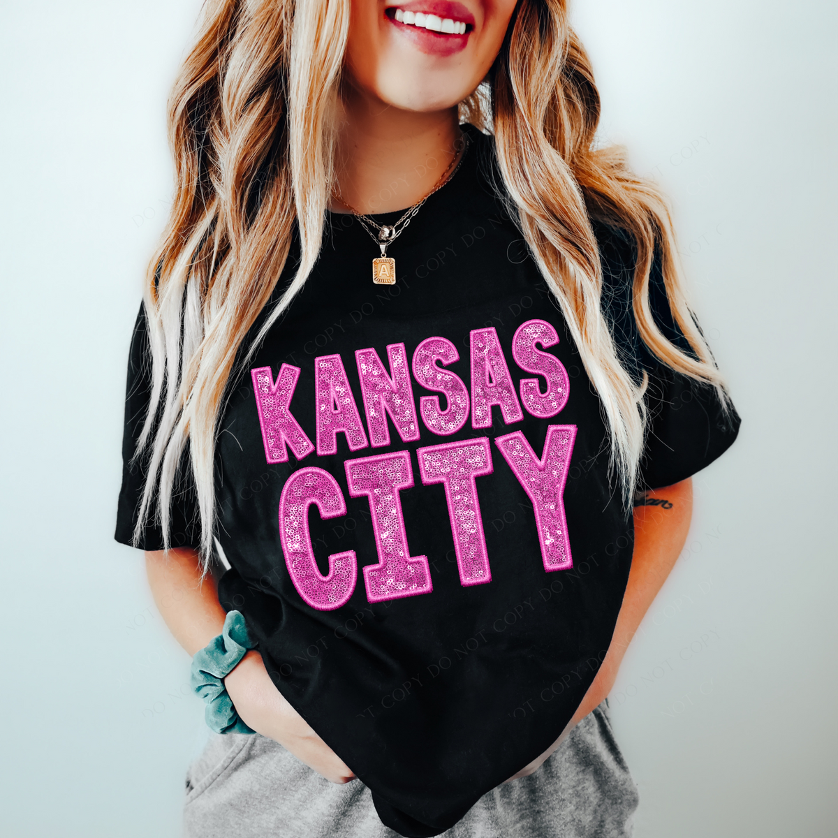 Kansas City Embroidery & Sequin in Pink Mascot Digital Design, PNG