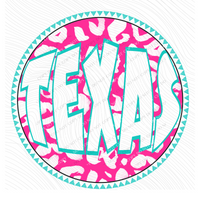 Texas Groovy Leopard Shadow & Non Shadow (both included) Cutout in Pink & Teal Digital Design, PNG