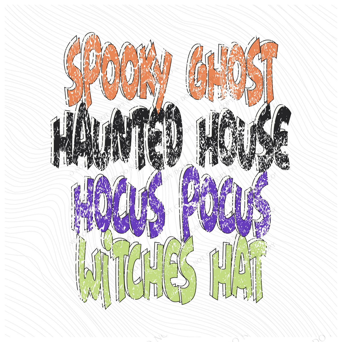 Halloween List Distressed Shadow in Fun Halloween Tones Digital Design, PNG