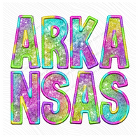 Arkansas Faux Embroidery & Sequin in Colorful Fun Tie Dye Digital Download, PNG