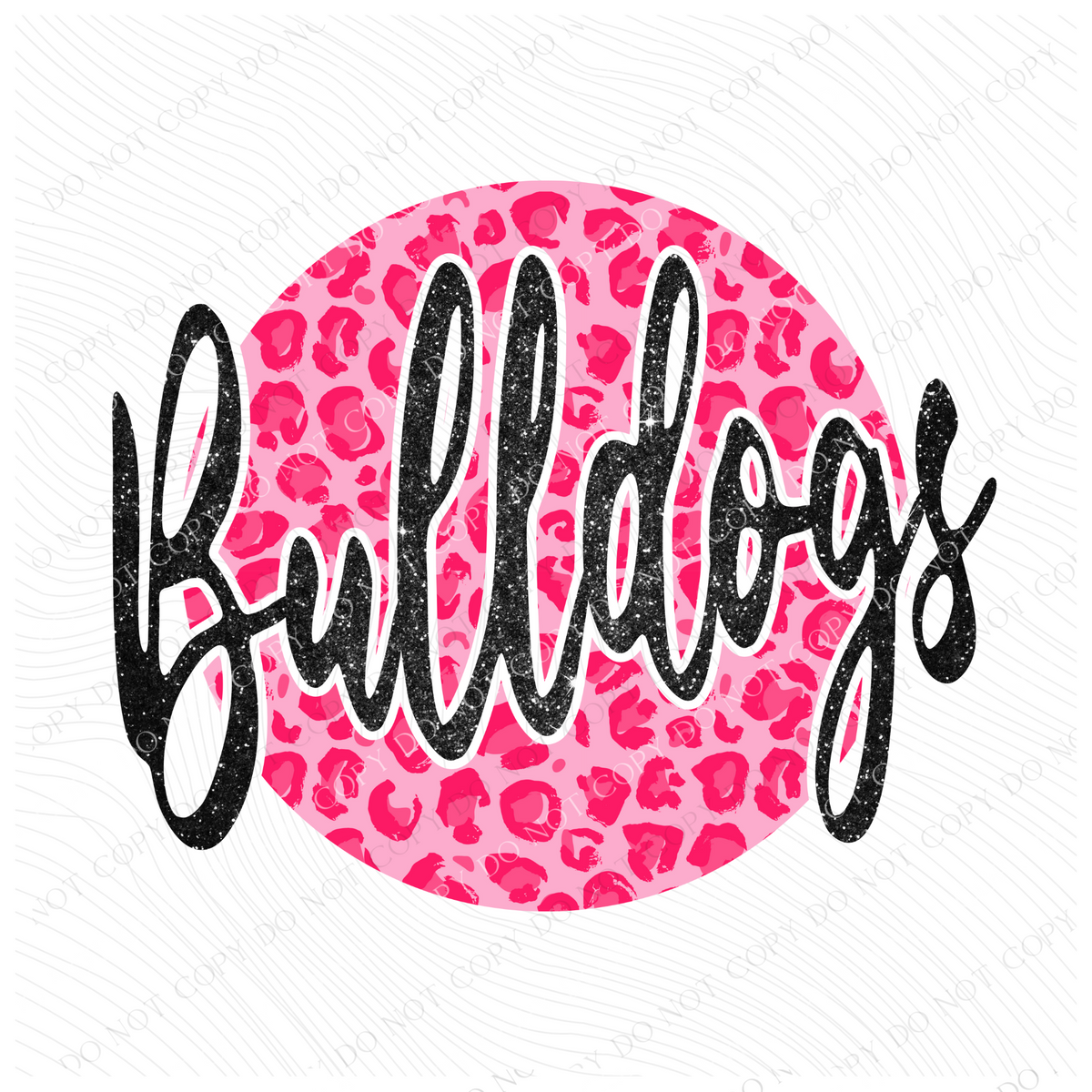 Bulldogs Pink Leopard Glitter Circle Cutout Digital Design, PNG