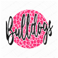 Bulldogs Pink Leopard Glitter Circle Cutout Digital Design, PNG