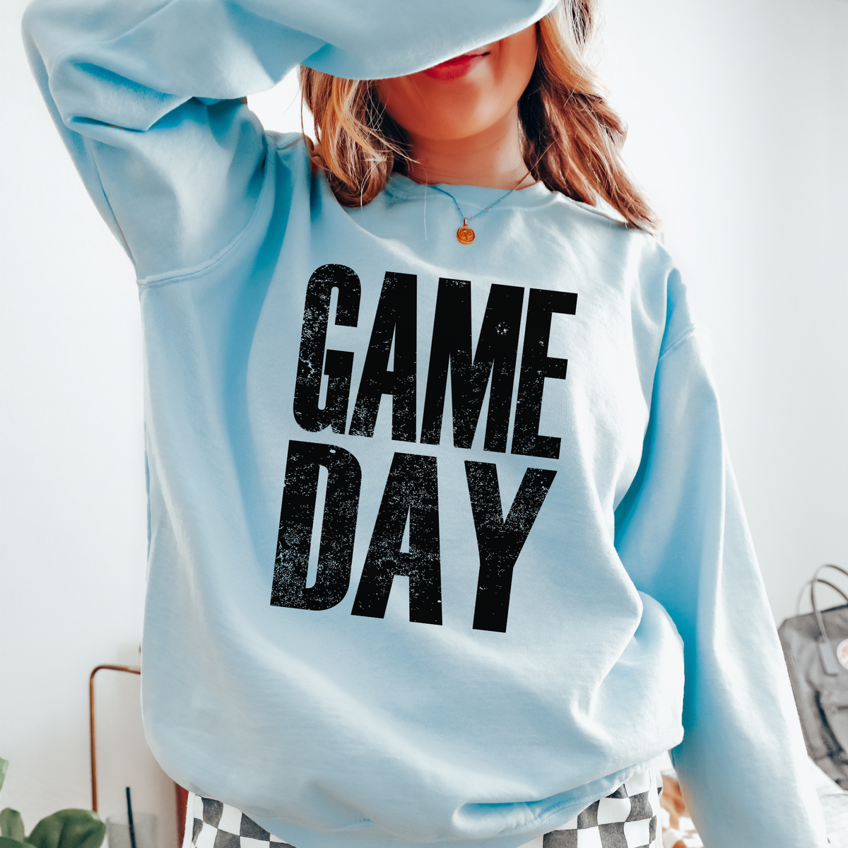 Game Day Faded Distressed Black Digital Design, PNG