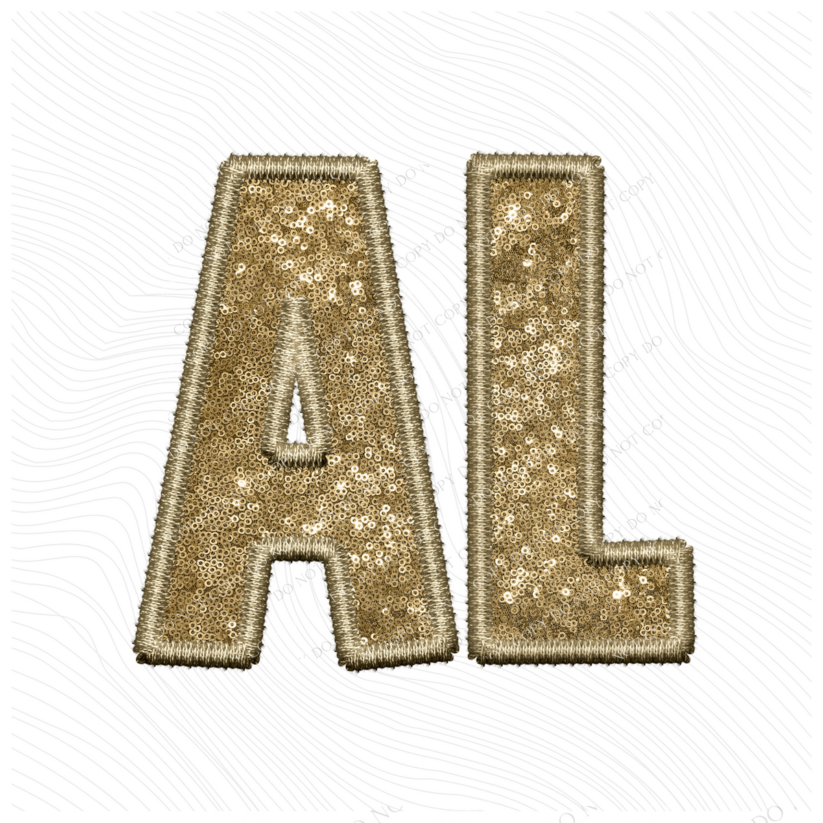 AL Alabama Embroidery Sequin Digital Design in Gold, PNG