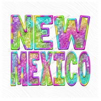 New Mexico Faux Embroidery & Sequin in Colorful Fun Tie Dye Digital Download, PNG