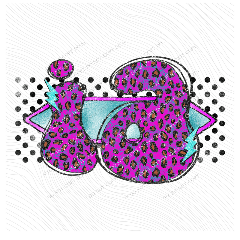 Iowa Vintage Mermaid Cracked Marbled Leopard with Black Glitter and Foil in Bright Purple, Pinks & Turquoise Digital Design, PNG