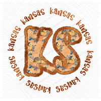 KS Kansas Glitter Foil Pumpkins Circle Fall Digial Design, PNG