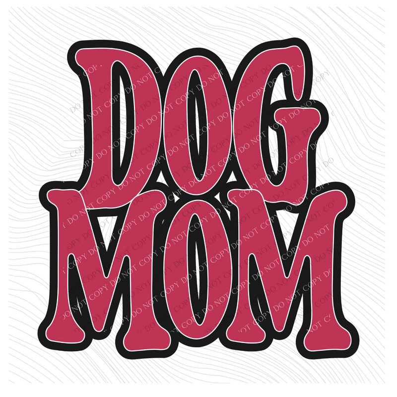 Dog Mom Vintage Shadow Outline Digital Design in Magenta Pink and Black with White outline, BOTH PNG & SVG Included!
