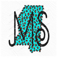 MS Mississippi Turquoise Marbled Effect Leopard Glitter in Turquoise & Black Digital Download, PNG