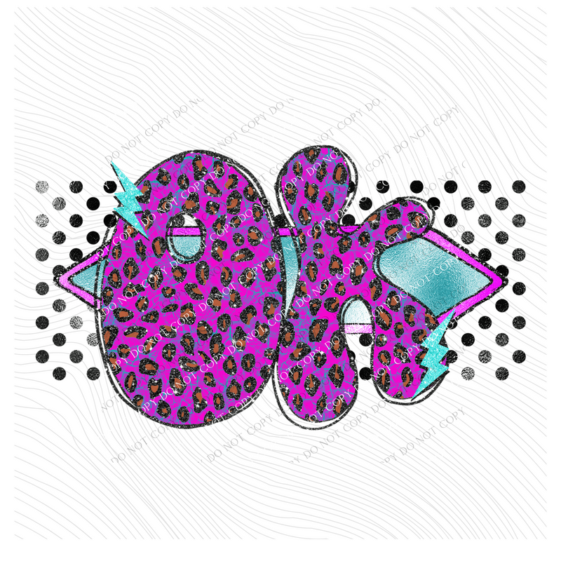 Oklahoma Vintage Mermaid Cracked Marbled Leopard with Black Glitter and Foil in Bright Purple, Pinks & Turquoise Digital Design, PNG