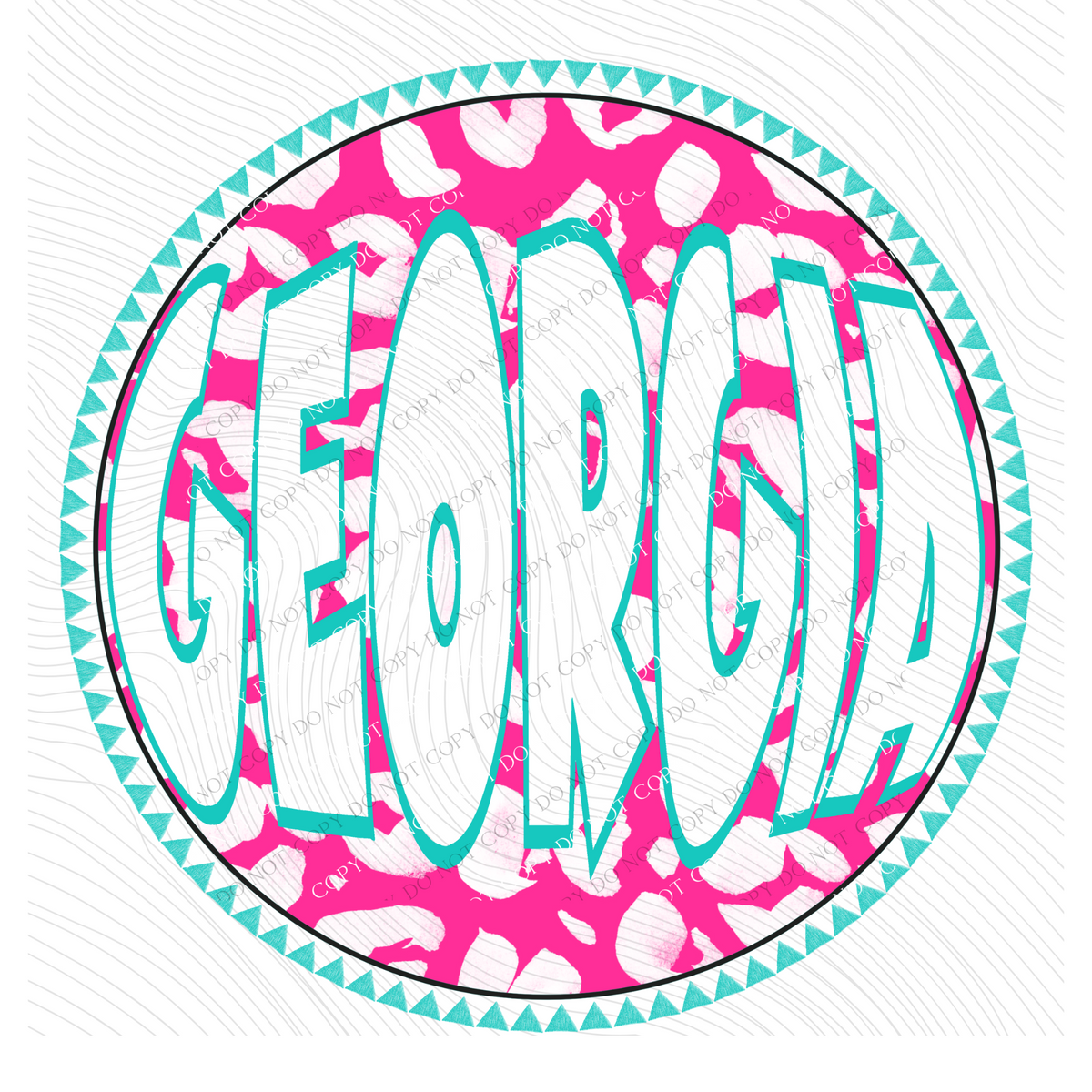 Georgia Groovy Leopard Shadow & Non Shadow (both included) Cutout in Pink & Teal Digital Design, PNG