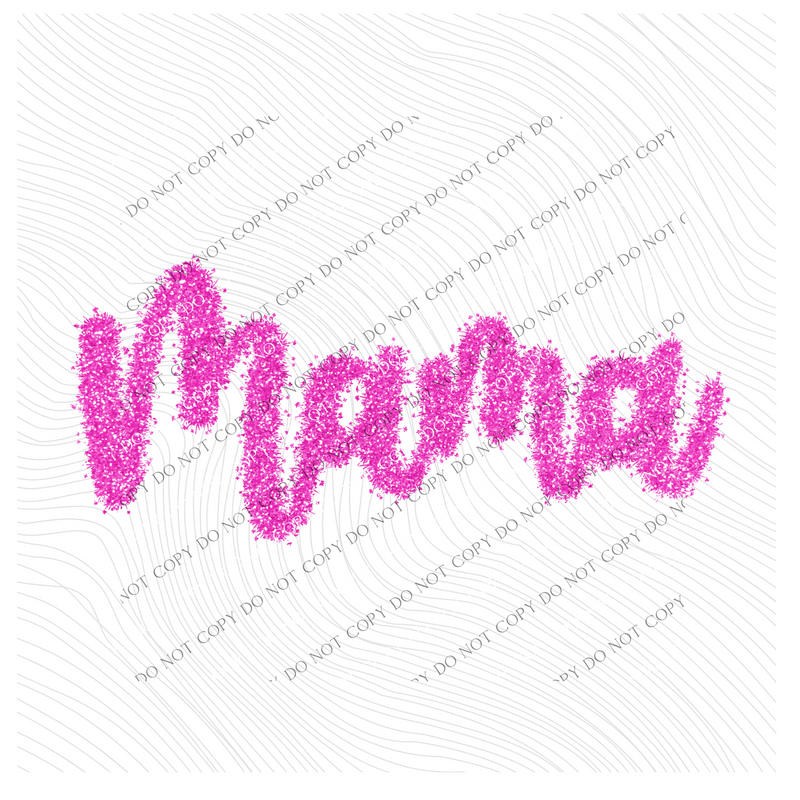 Mama Tinsel Script Bright Pink Digital Design, PNG