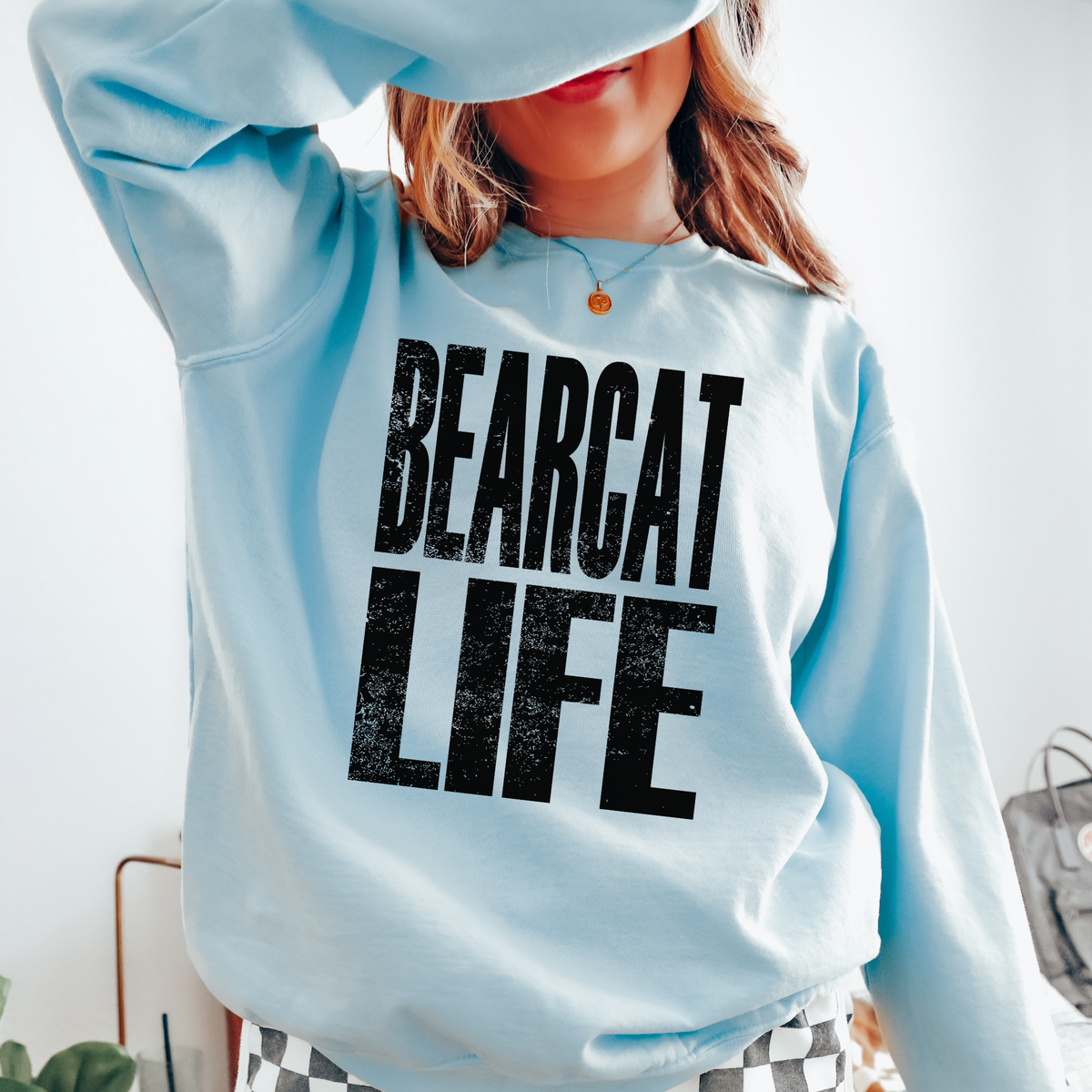 Bearcat Life Faded Distressed Black Digital Design, PNG