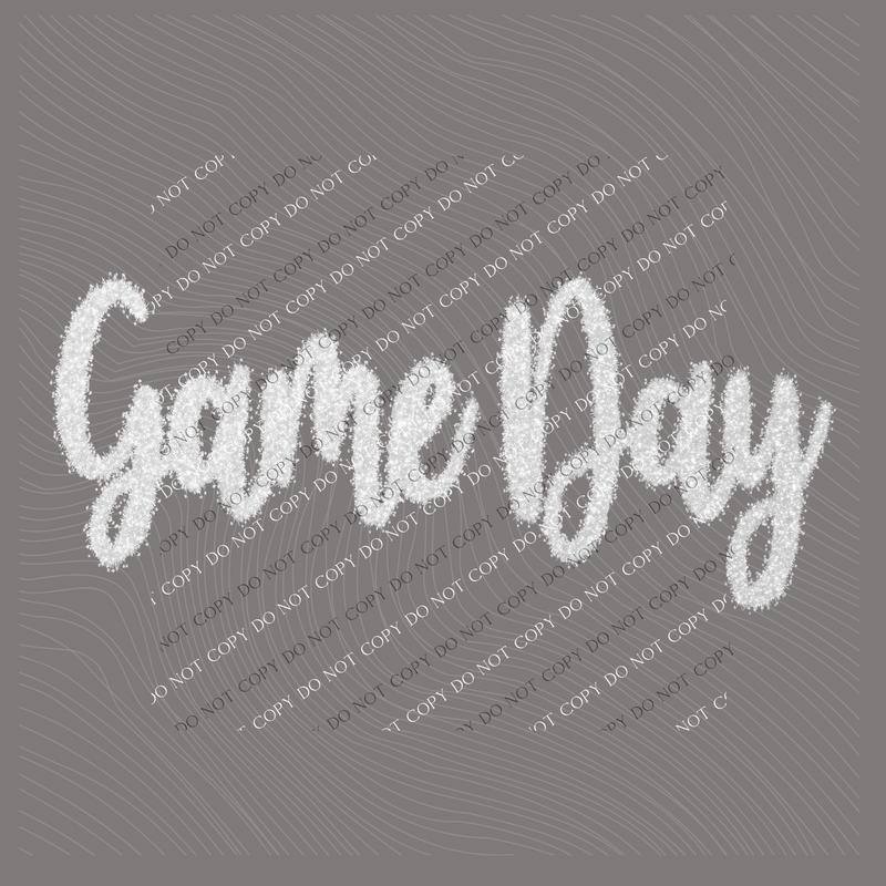 Game Day Tinsel Script White Digital Design, PNG