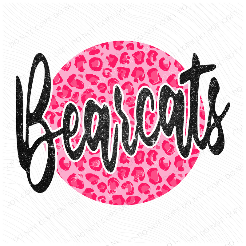 Bearcats Pink Leopard Glitter Circle Cutout Digital Design, PNG