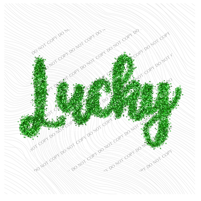 Lucky Tinsel Script Green Digital Design, PNG