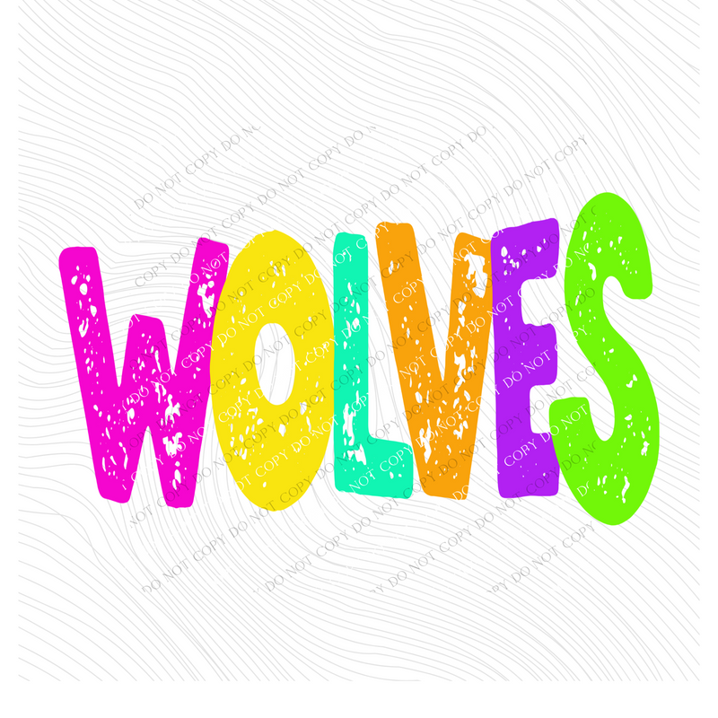 Wolves Distressed Blank, Cutout Softball, Baseball & Volleyball in Neons all Included Digital Design, PNG