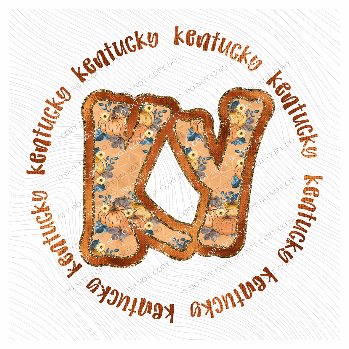 KY Kentucky Glitter Foil Pumpkins Circle Fall Digial Design, PNG