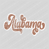 Alabama Chestnut & White Retro Shadow Distressed Digital Download, PNG