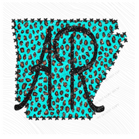 AR Arkansas Turquoise Marbled Effect Leopard Glitter in Turquoise & Black Digital Download, PNG