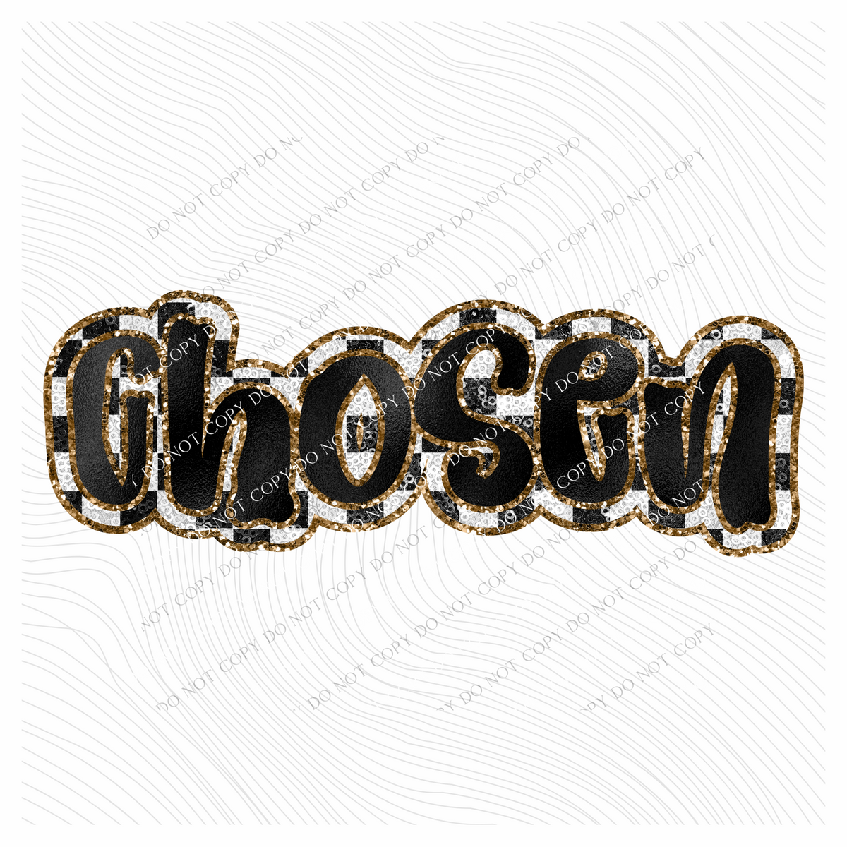 Chosen Sequin Checkers with Glitter & Foil Digial Design, PNG