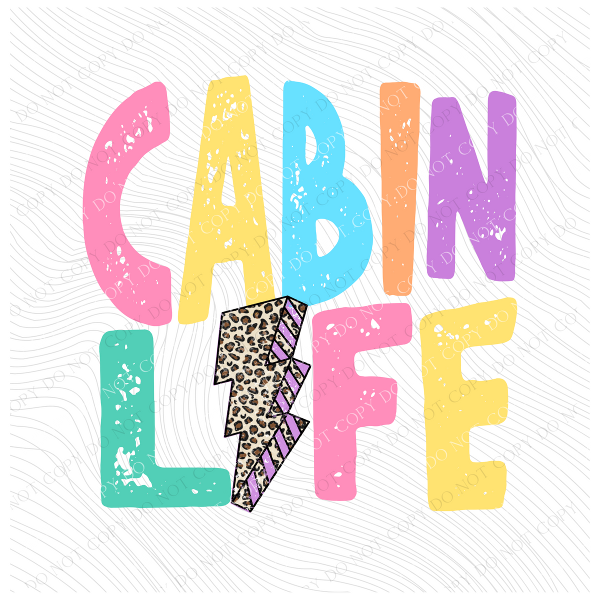 Cabin Life Pastel Colorful Distressed Leopard Lightning Bolt Digital Design, PNG