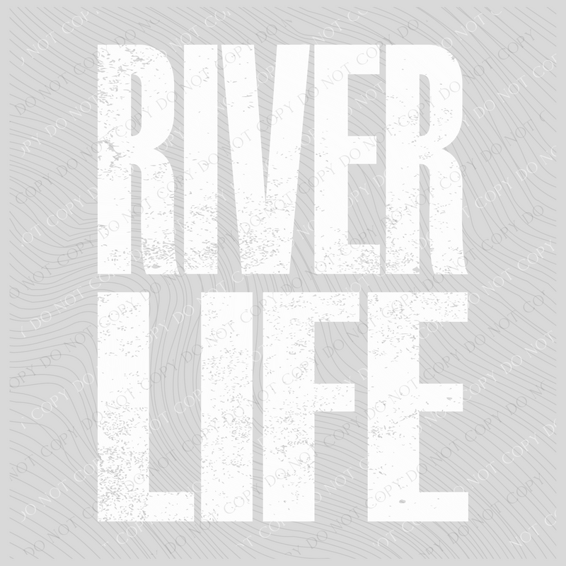 River Life Super Faded Distressed White Digital Design, PNG
