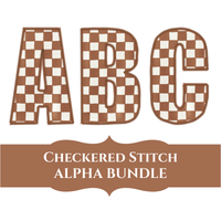 Checkered Stitch Alphabet Set in Brown & Cream | PNG Alphabet Letters Only