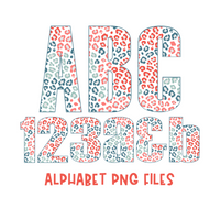 Leopard Faded Patriotc Colors Alphabet Set | PNG files Alphabet Letters, Digital Art, PNG Only