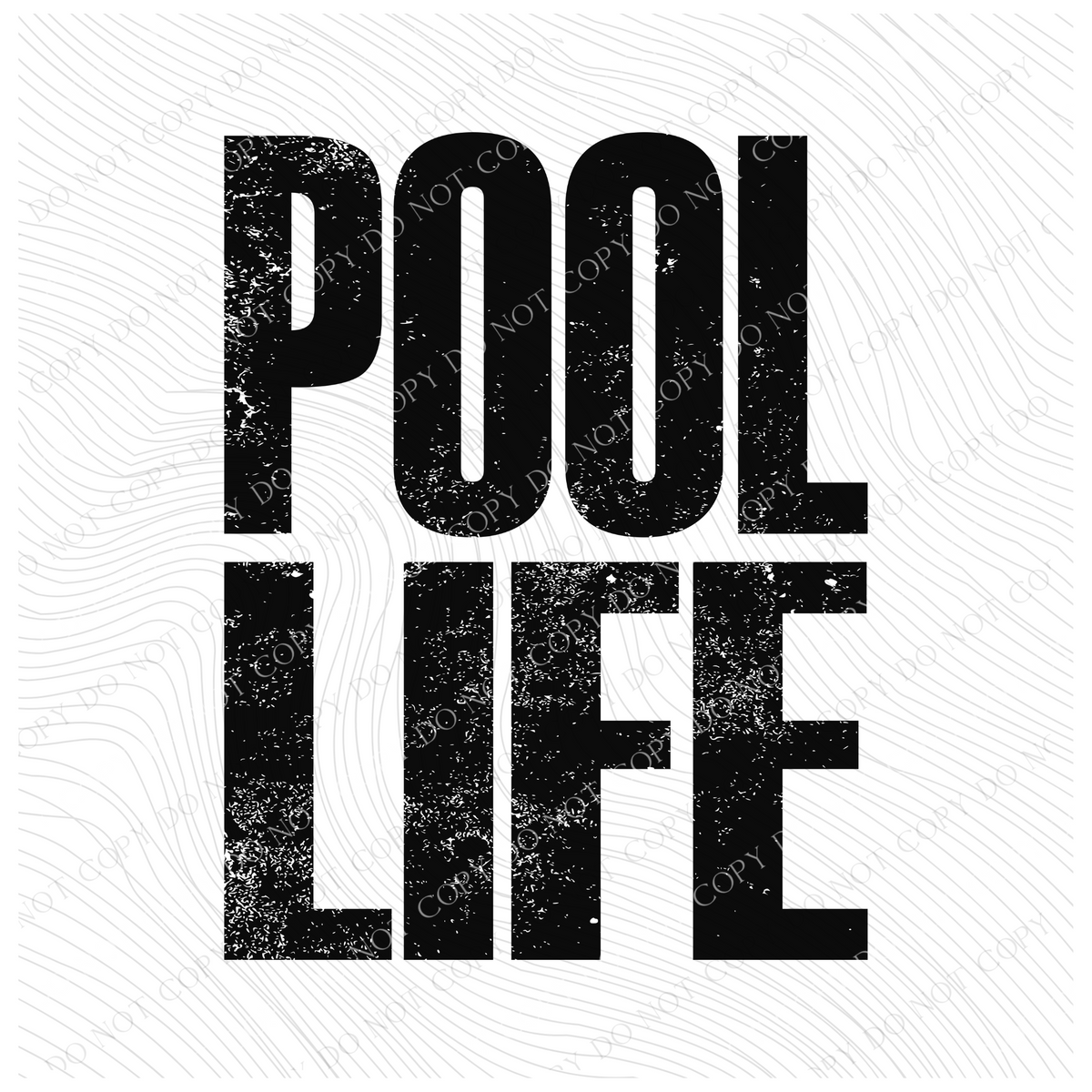 Pool Life Faded Distressed Black Digital Design, PNG