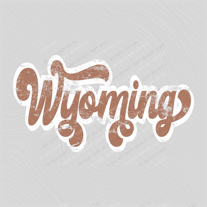 Wyoming Chestnut & White Retro Shadow Distressed Digital Download, PNG