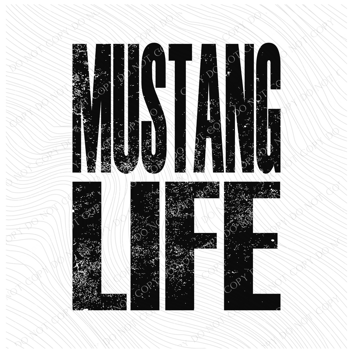 Mustang Life Faded Distressed Black Digital Design, PNG