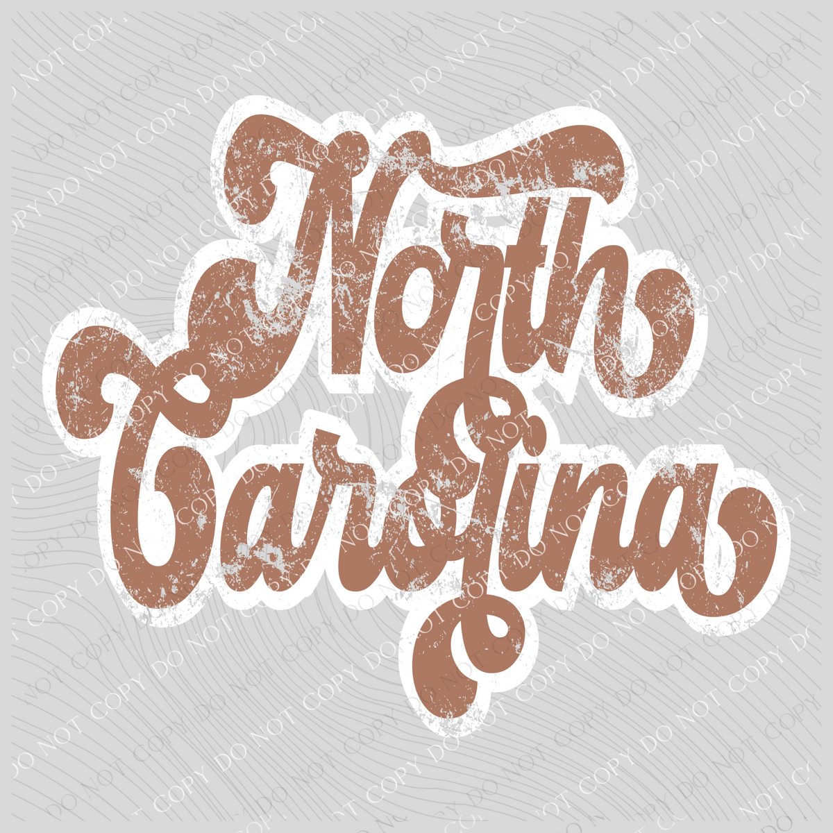 North Carolina Chestnut & White Retro Shadow Distressed Digital Download, PNG