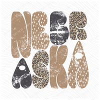 Nebraska Chubby Retro Distressed Leopard print in tones of Tans & Faded Black Digital Design, PNG