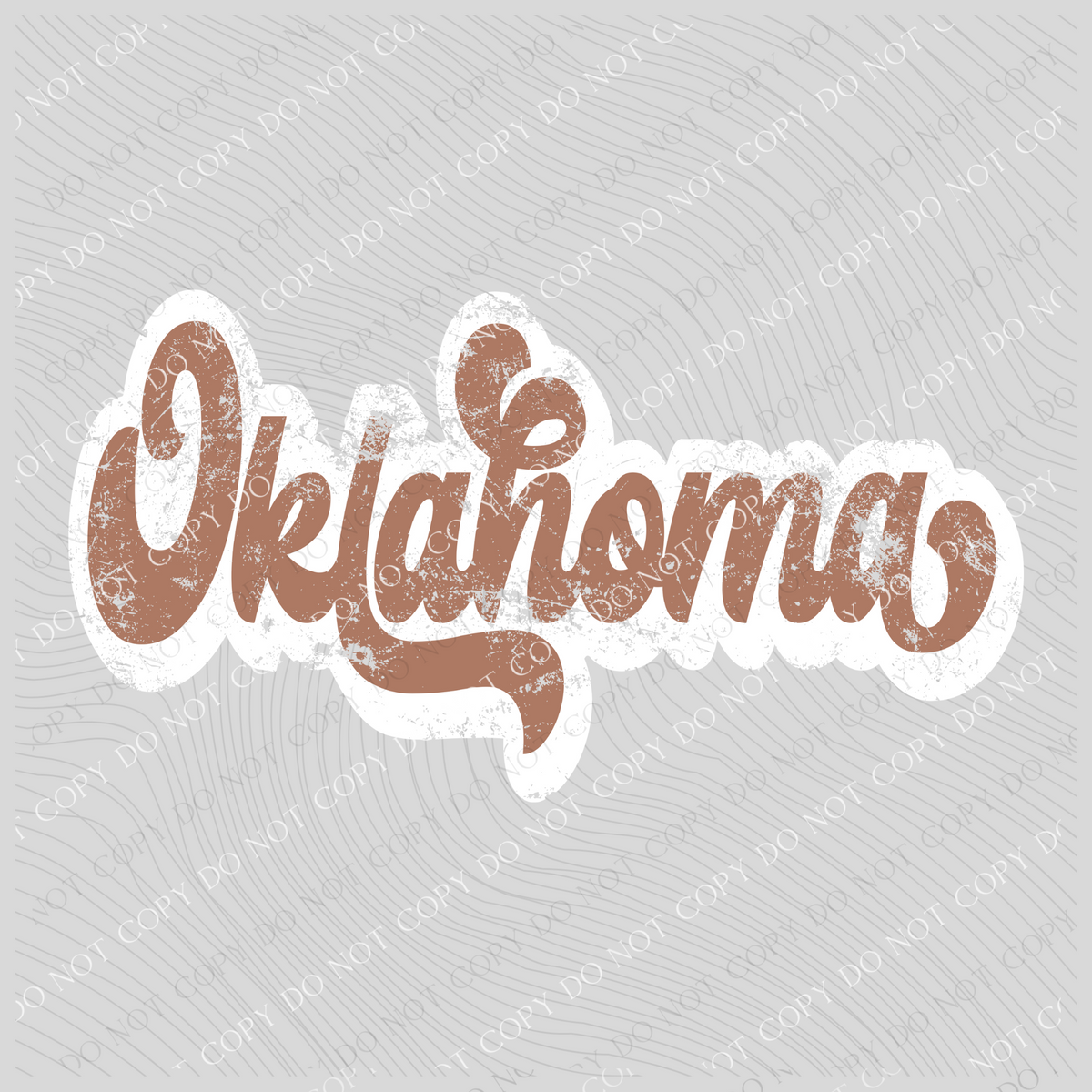 Oklahoma Chestnut & White Retro Shadow Distressed Digital Download, PNG