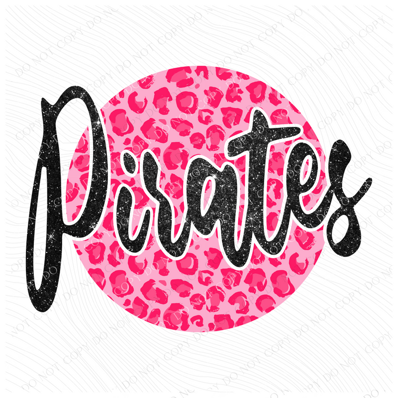 Pirates Pink Leopard Glitter Circle Cutout Digital Design, PNG