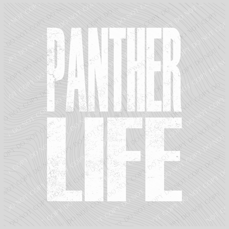 Panther Life Super Faded Distressed White Digital Design, PNG