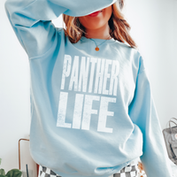 Panther Life Super Faded Distressed White Digital Design, PNG