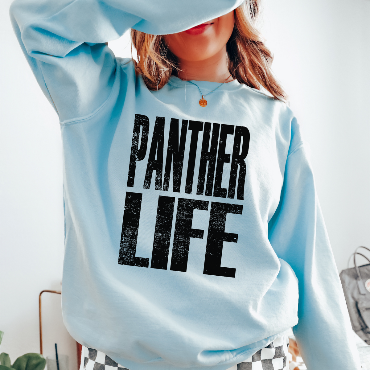 Panther Life Faded Distressed Black Digital Design, PNG