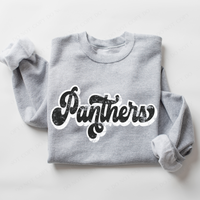 Panthers Vintage Black & White Retro Shadow Distressed Digital Download, PNG
