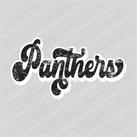 Panthers Vintage Black & White Retro Shadow Distressed Digital Download, PNG