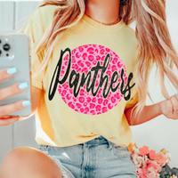 Panthers Pink Leopard Glitter Circle Cutout Digital Design, PNG