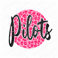 Pilots Pink Leopard Glitter Circle Cutout Digital Design, PNG