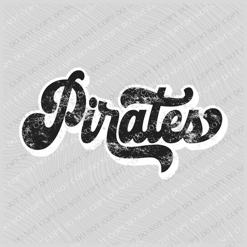Pirates Vintage Black & White Retro Shadow Distressed Digital Download, PNG
