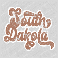 South Dakota Chestnut & White Retro Shadow Distressed Digital Download, PNG