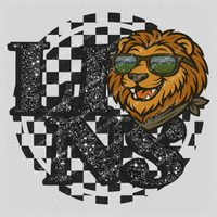 Lions Mascot Checkered Bling Digital Design, PNG